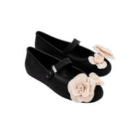 Sepatu Flat Wanita Melissa Soft Ballerina Petals Ad Black/Beige