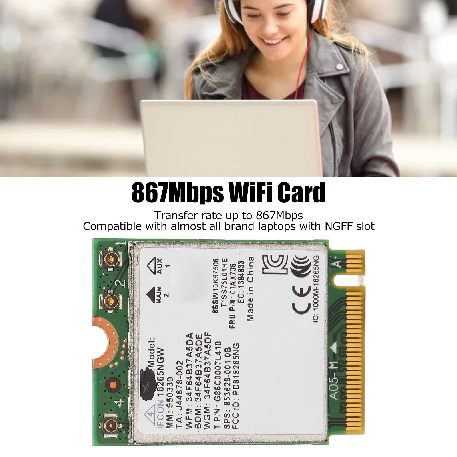 867mbps Card Wi-Fi Bluetooth 4.2 NGFF thẻ Internet cho văn phòng