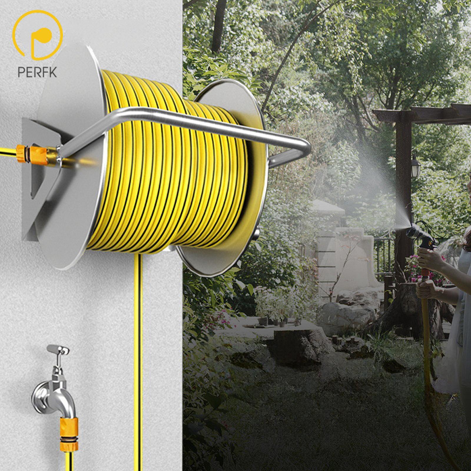 Perfk Water Hose Storage Rack Garden Hose Reel Stand Accessories Stainless Steel Heavy Duty Easy to Install Holder for Car Washes ราคา 3,613 บาท*ส่งฟรี