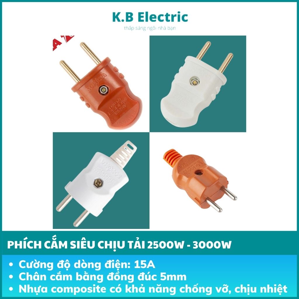 Phích cắm siêu tải chống vỡ chịu nhiệt chịu tải cao 2500W - 3000W KB Electric