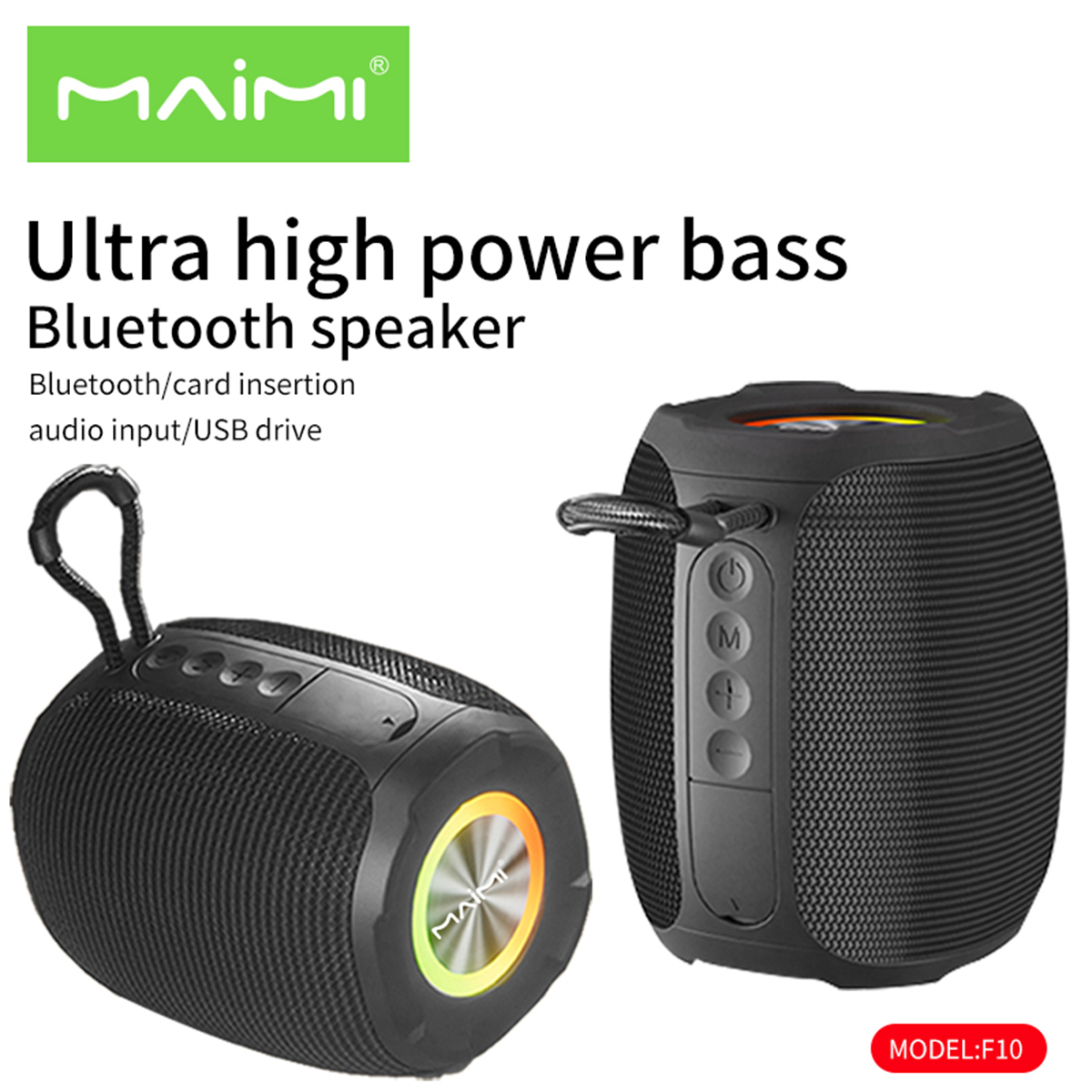 Maimi ลำโพงบลูทูธ รุ่น F10 แบตเตอรี่ทนทาน ไร้สาย เสียงดี เสียงชัด ขนาดเล็ก ของแท้100% สินค้ามีรับประกัน 1ปี สีดำ Bluetooth ราคา 559 บาท*ส่งฟรี