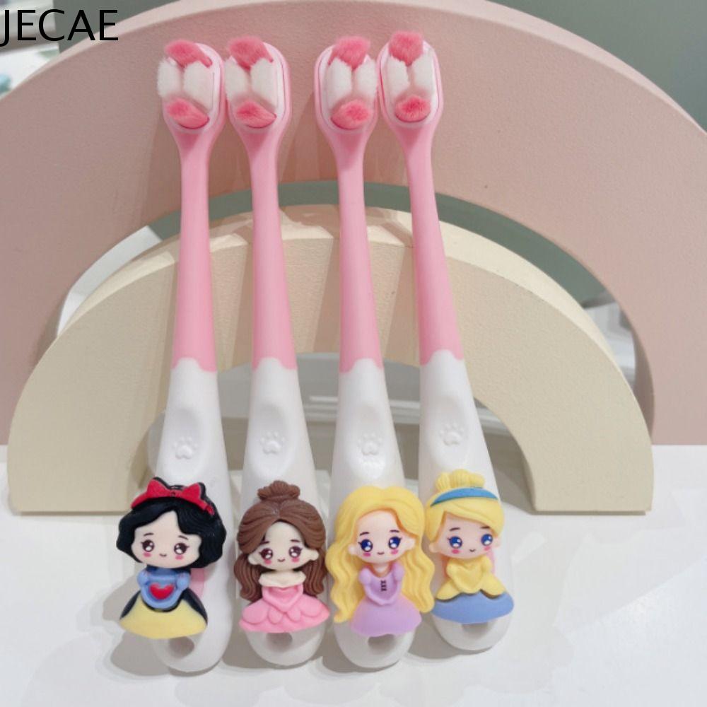JECAE Hoạt hình Bàn chải đánh răng trẻ em Mèo Con Công Chúa Bàn chải làm sạch miệng Di động Cấp thực phẩm Bàn chải đánh răng lông mềm Dành cho trẻ 2-12 tuổi