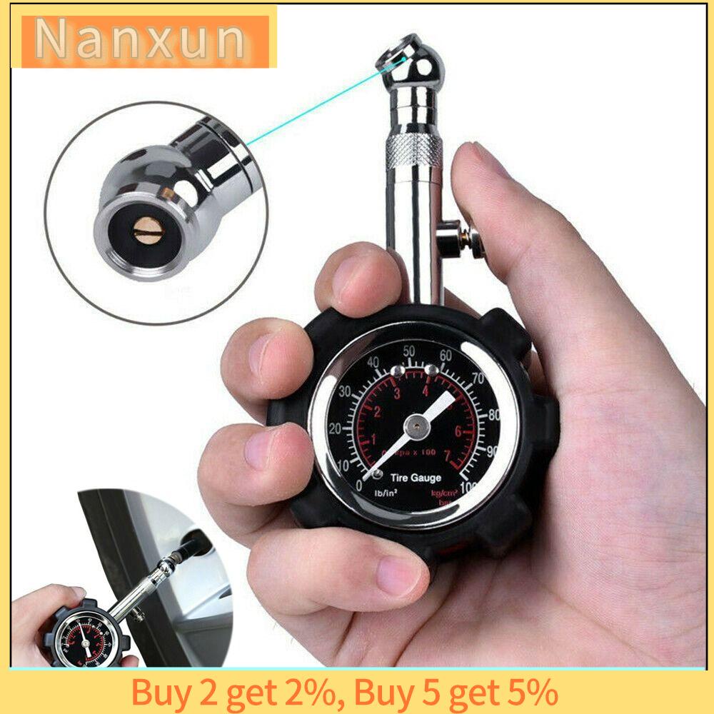 NWSJ Chịu lực Đồng hồ đo áp suất lốp Độ chính xác cao 100 PSI Đồng hồ đo áp suất lốp ô tô Chuyên nghiệp Phụ Kiện Xe Hơi Giám sát áp suất lốp Phù hợp cho xe ô tô xe tải xe máy xe đạp
