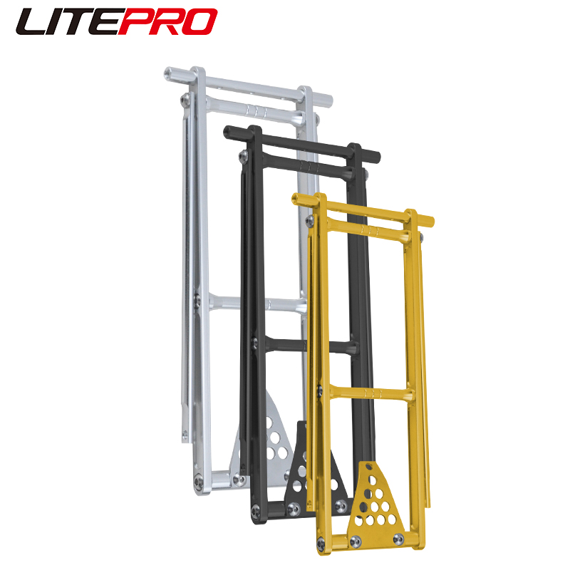 Litepro Xe đạp gấp Nhôm hợp kim gắn sau xe giá đỡ hàng hóa Đẩy Dễ Dàng Bánh Xe Tàu Sân Bay Hành Lý Kệ Cho Brompton Gấp Xe Đạp
