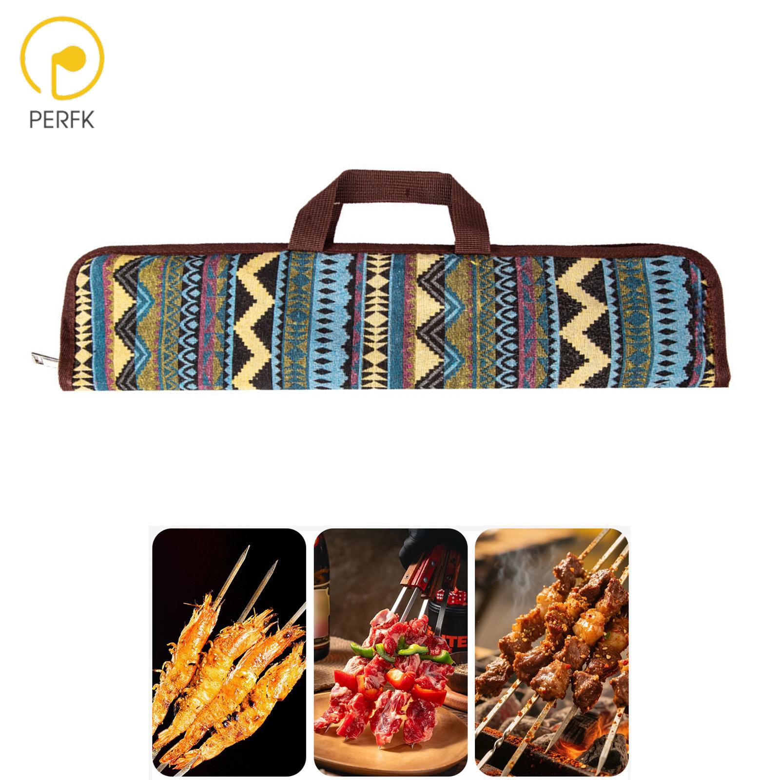 Perfk Barbecue Fork Storage Bag Multifunctional Household BBQ Skewers Pouch Grill Utensil Storage Organizer Grill Tool Bag for Picnic ราคา 94 บาท*ส่งฟรี