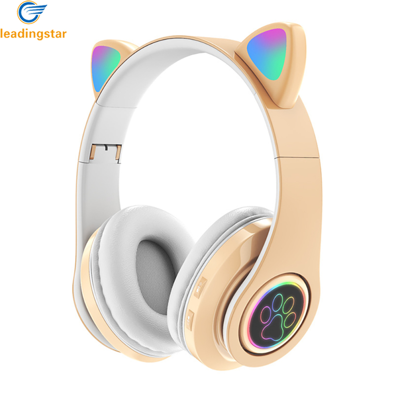 LeadingStar Fast Delivery Cat Ear Wireless Headphones Over Ear Hi-Fi Stereo Deep Bass Lighting Headset For Laptop PC Computer Mobile Phone Tablet ราคา 272 บาท*ส่งฟรี