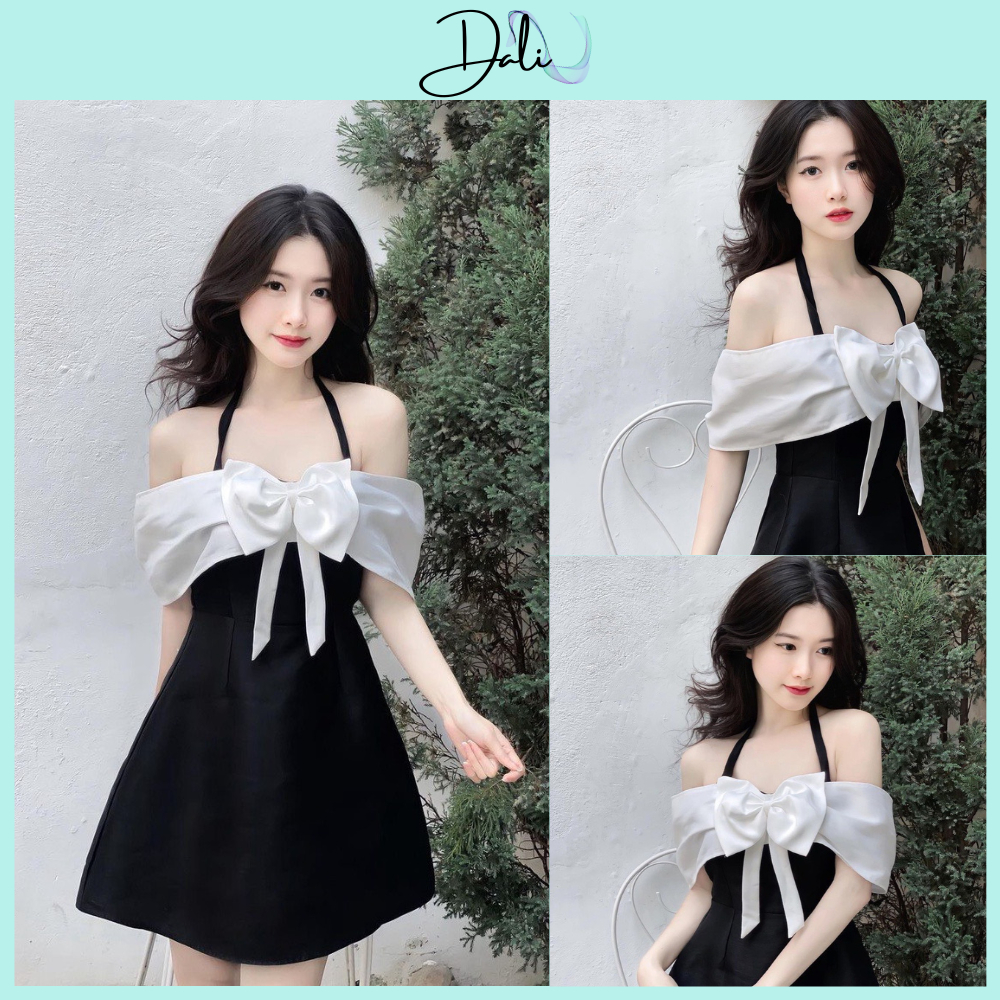 Đầm dự tiệc tiểu thư nơ ngực, váy chất liệu tafta sang choảnh