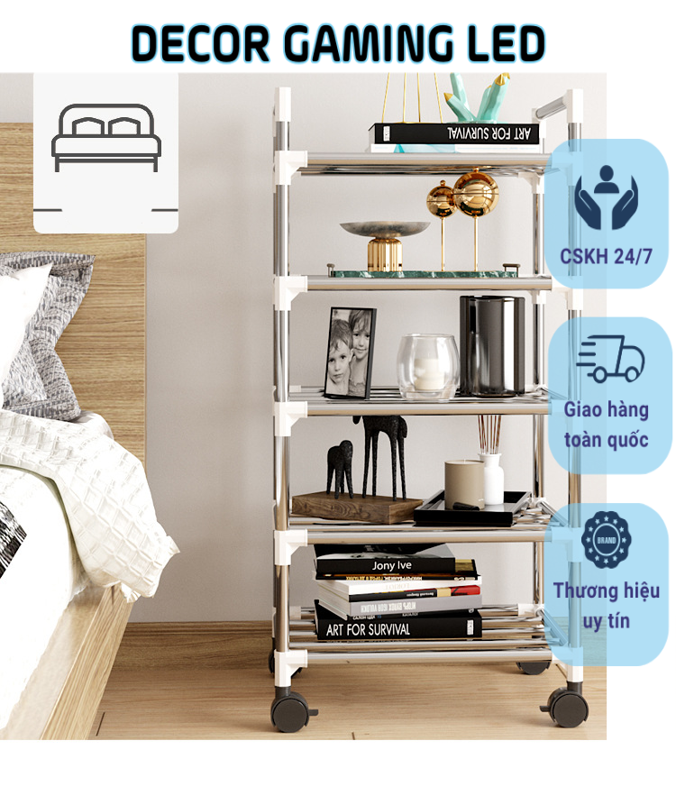 Giá kệ để đồ nhiềutầng, kệ bếp có thể di chuyển, kệ inox phòng tắm có bánh xe, giá để đồ tiết kiệm không gian