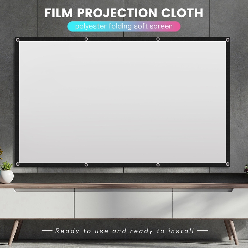 Projector Screen for Home Theater HD White Foldable Anti-Crease