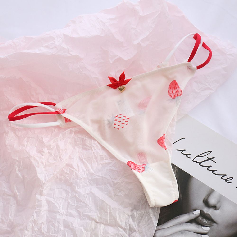 Qingxin thoáng khí dễ thương mèo cạp thấp gấu cho trái tim Hàn Quốc cho nữ Đồ lót lưới sọc tóm tắt Phụ Nữ Cung quần lót