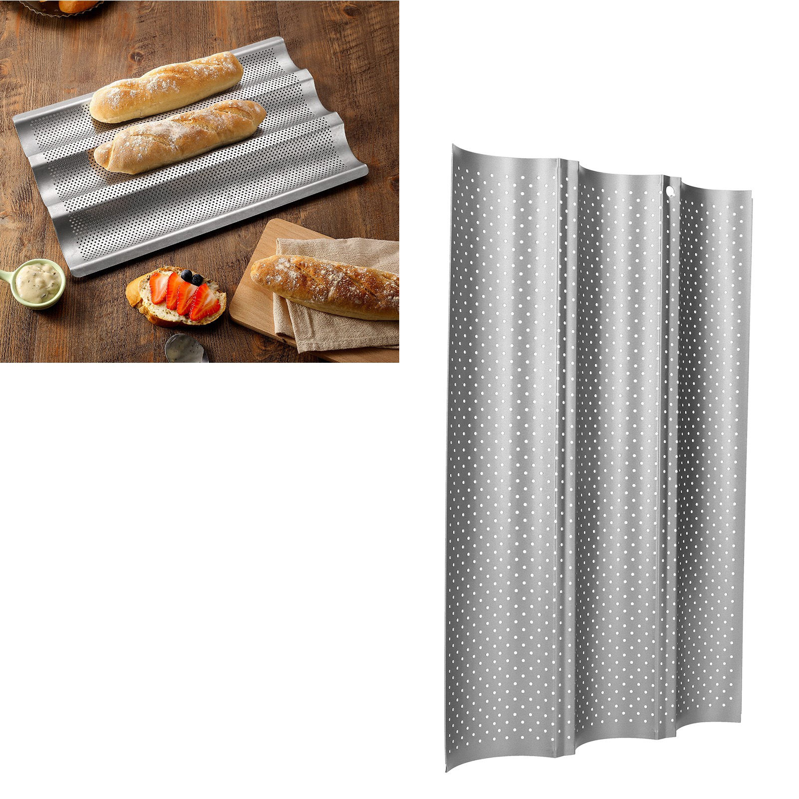 Khay nướng bánh Baguette Bạc Chảo nướng bánh mỳ Pháp hiệu quả cao bằng thép không gỉ cho nhà bánh
