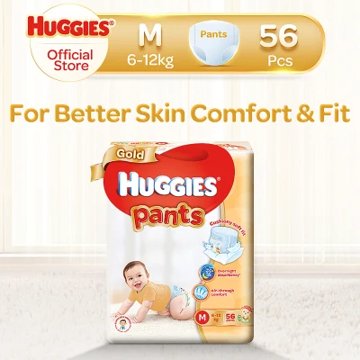 [Made in Singapore] Huggies Gold Pants M (6-12kg) 56 x 1 pack 56 Pcs