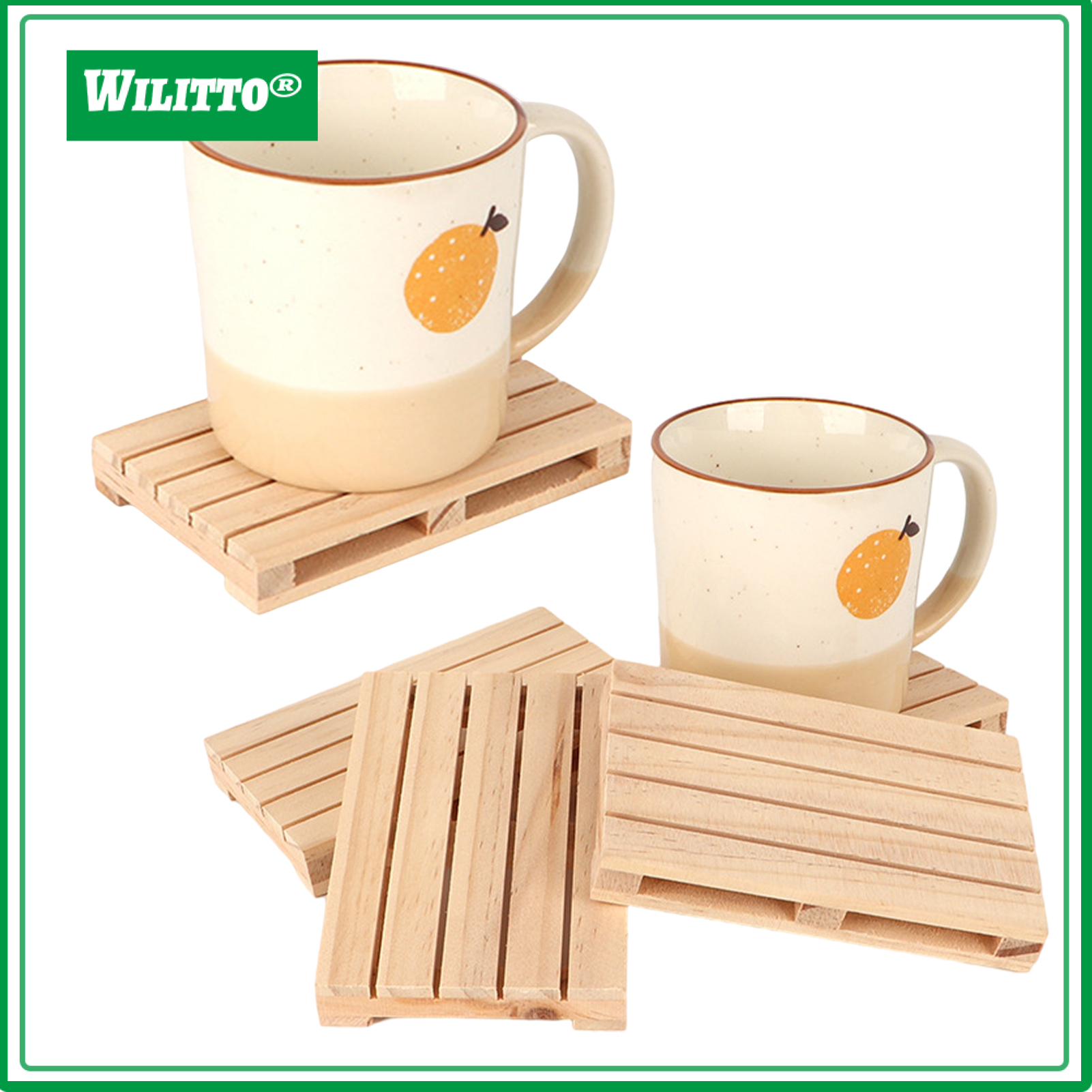Pallet Coaster Sturdy Construction Natural Wood Whiskey Cocktail Drinks Pallet Desktop Ornament for Home ราคา 56 บาท*ส่งฟรี