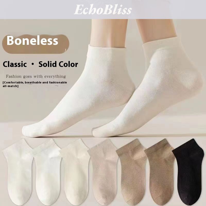 EchoBliss Women's Japanese sweet cotton socks, sweat-absorbing, deodorant, non-slip, antibacterial, boneless socks ราคา 14 บาท*ส่งฟรี
