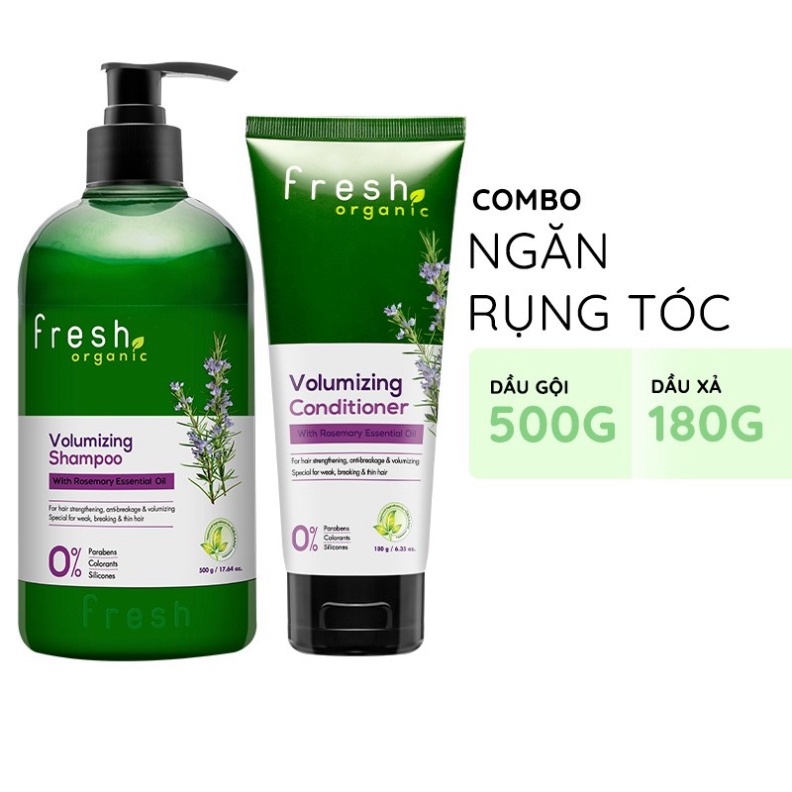 Chính hãng Combo Gội - Xả Fresh Organic Rosemary Ngăn Rụng Tóc 500g + 180g