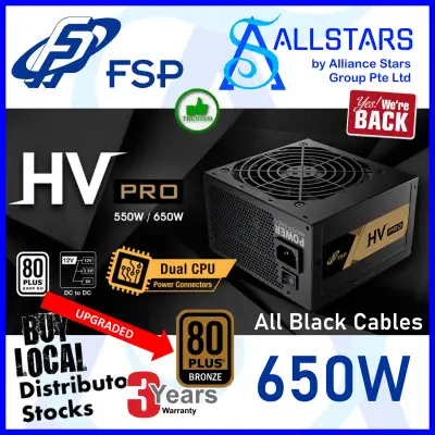 (ALLSTARS : We Are Back Promo) FSP 650W HV PRO 650W Black Edition 80+Bronze ATX Power Supply / All Black Cables / DC-to-DC (FSP650-51AAC) (Warranty 3years with TechDynamic)