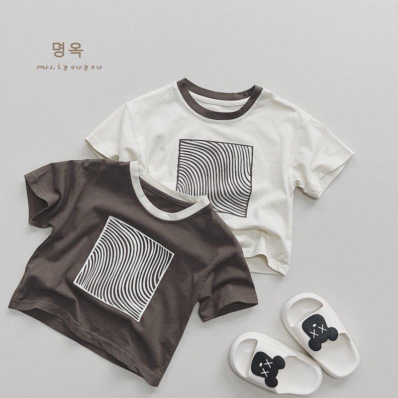Summer Boys and Girls Korean Personalized Pure Cotton Printed Short Sleeve T-shirt Japanese Top 325390KTN