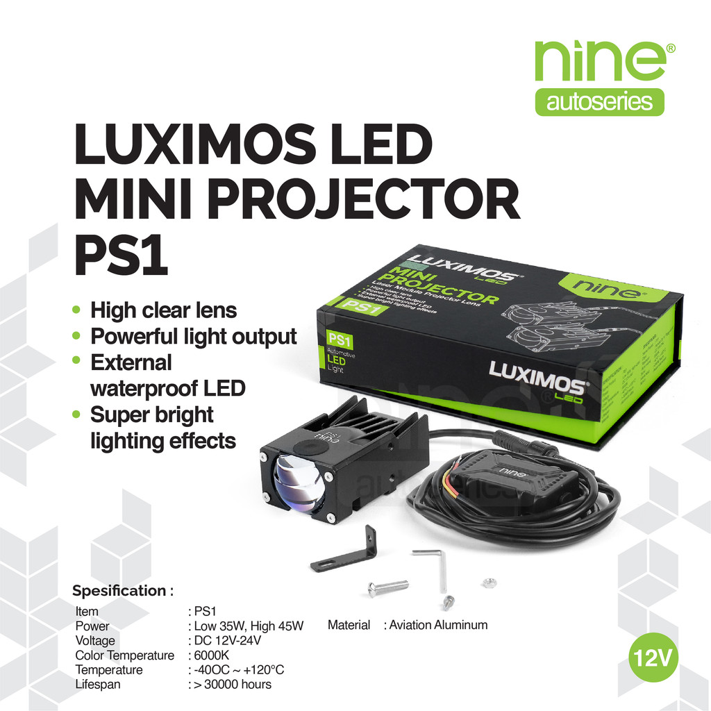 LUXIMOS Lampu Tembak Biled Laser 90W Projector Projie Super Terang Cutoff Putih PS1 - NINE AUTOSERIES Harga 749,900 rupiah*Gratis Ongkir
