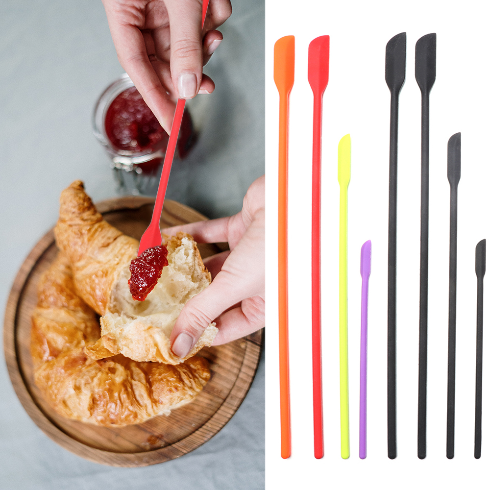 Chen 4 chiếc thìa cao su nhỏ nhà bếp lấy mẫu pha trộn điêu khắc tự làm dụng cụ cạo lọ mỏng bộ THÌA TRỘN Silicon Nhỏ trang điểm