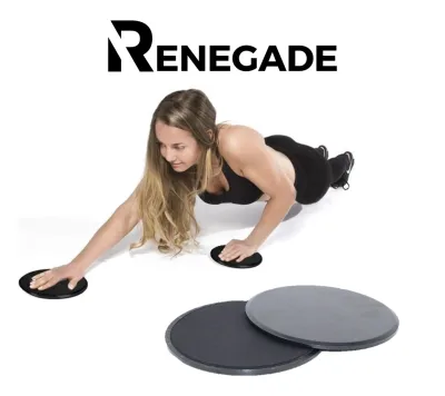Renegade Sliding Discs (1 Pair) Gliding Discs Fitness Gliders Sliders for Core Stability Training Home Workout Six Pack Abs Abdominal Exercise Mobility CrossFit Pilates Yoga