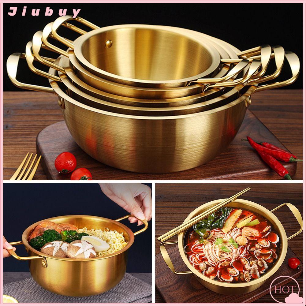 JIUBUY Thép không gỉ Nồi mì ramen có nắp mini Lẩu  Đa chức năng Nồi súp Dụng cụ nấu ăn cắm trại