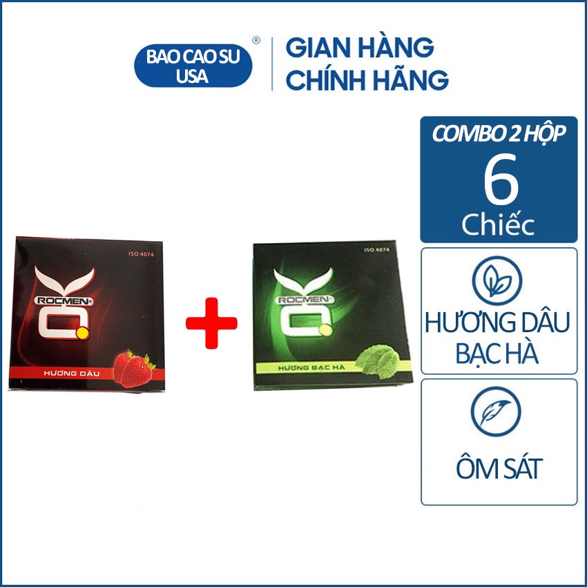 Bộ 2 hộp bao cao su Ok hương dâu và hương bạc hà -  6 cái