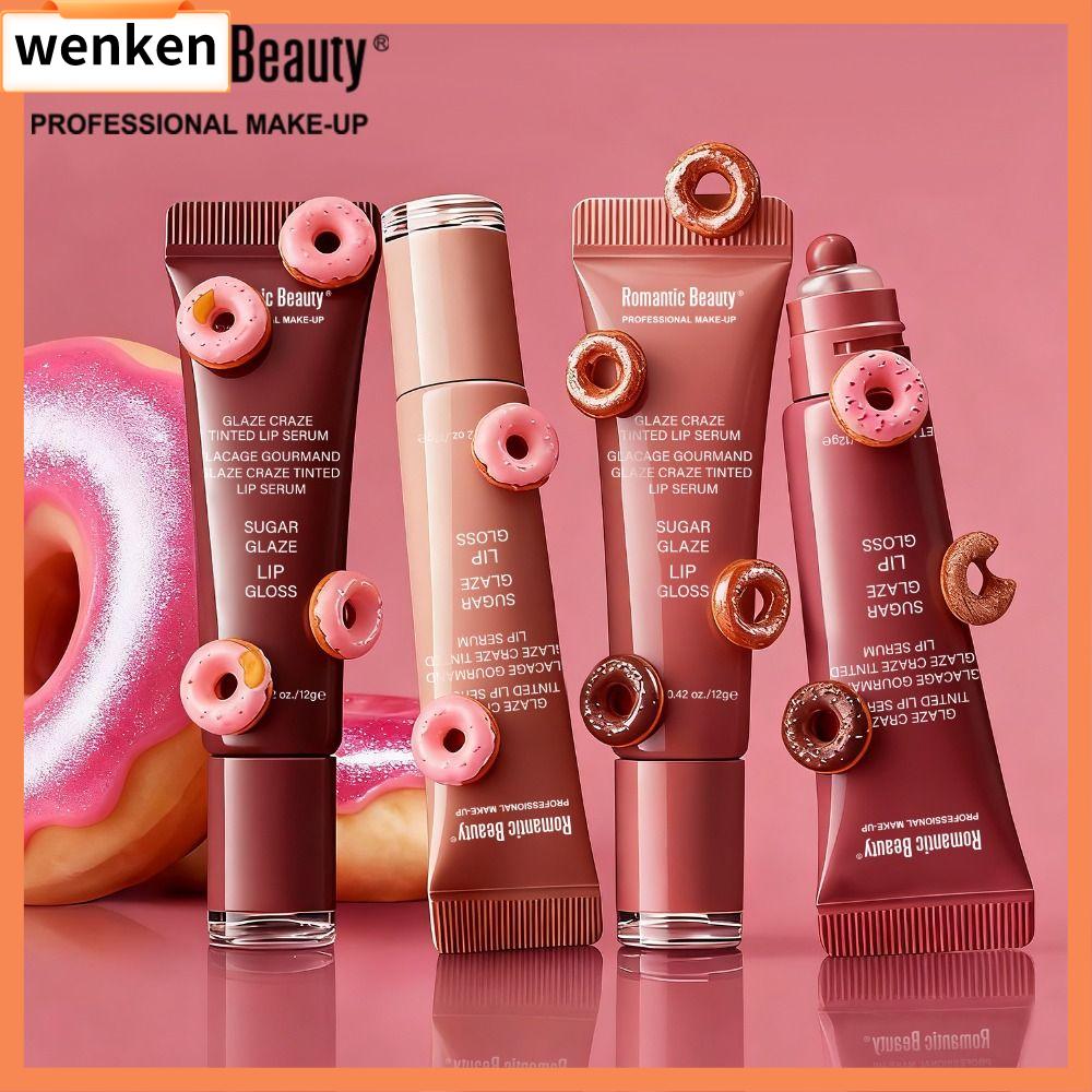 WENKEN Lấp lánh Son bóng Bánh rán Đầy đặn bóng mượt Trang điểm môi Màu ngọc trai Dưỡng ẩm Son môi Trang điểm hàng ngày