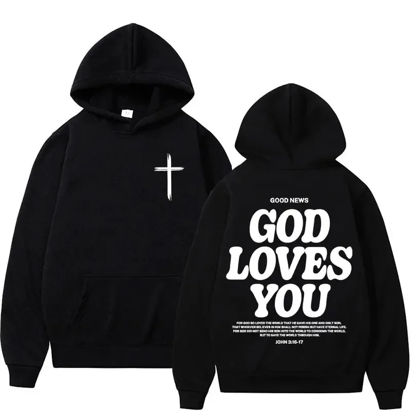 {HOT Sweatshirt} Harajuku Aesthetic Christian Jesus Church Hoodie Bible Verse God Loves You Hooded M