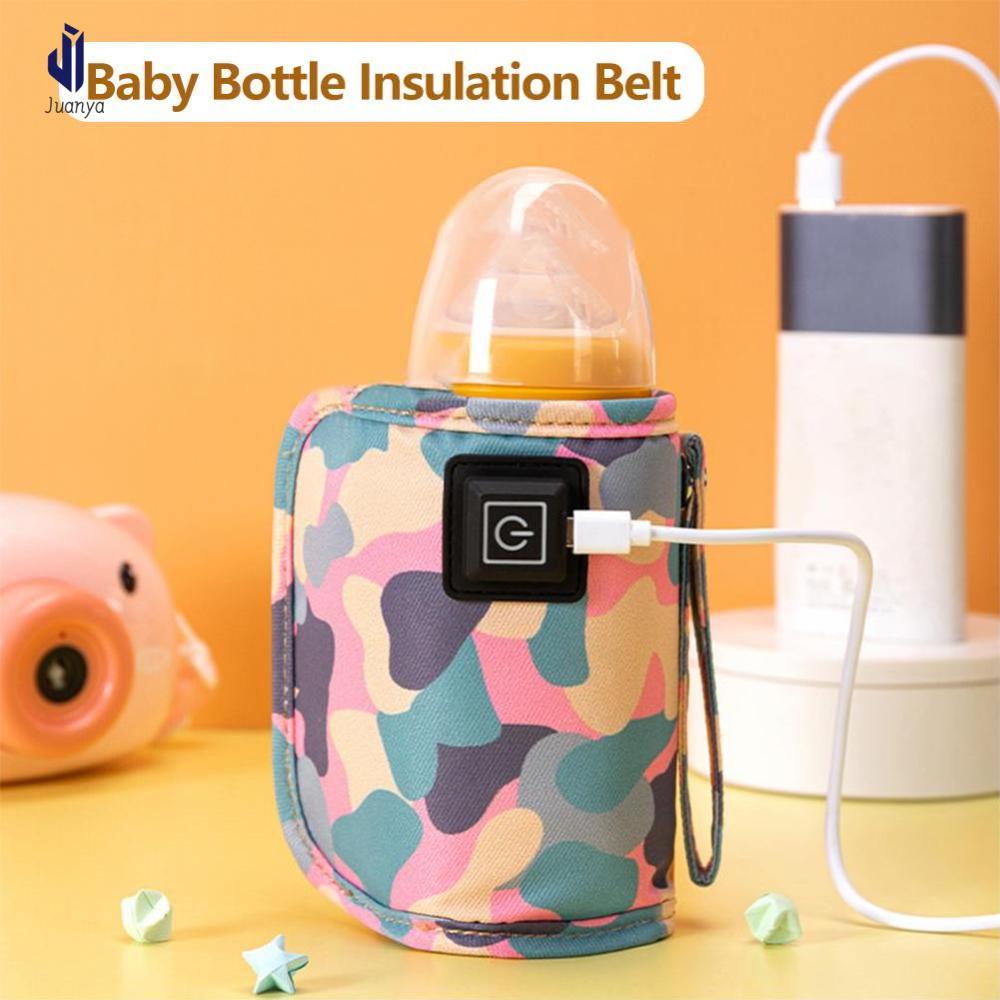 Juanya Bình hâm bình sữa bé cầm tay chạy bằng USB Nắp sưởi ấm sữa mẹ 3 nhiệt độ thiết kế rằn ri phổ biến ngoài trời bình nóng cho bé