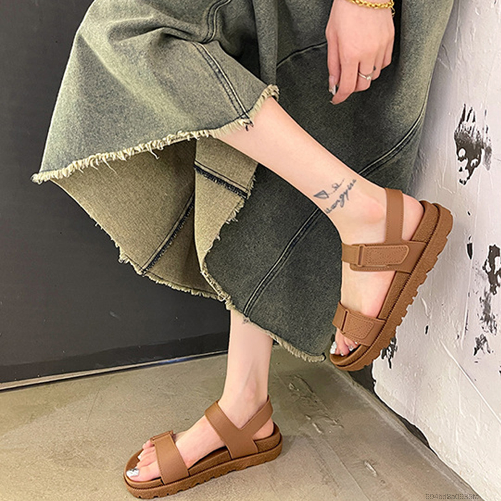 Giày Sandal Nữ Mùa Hè Dây Gai Dầu Đế Dày Dép Thích Hợp Đi Biển Bên Mặc AERH-VN