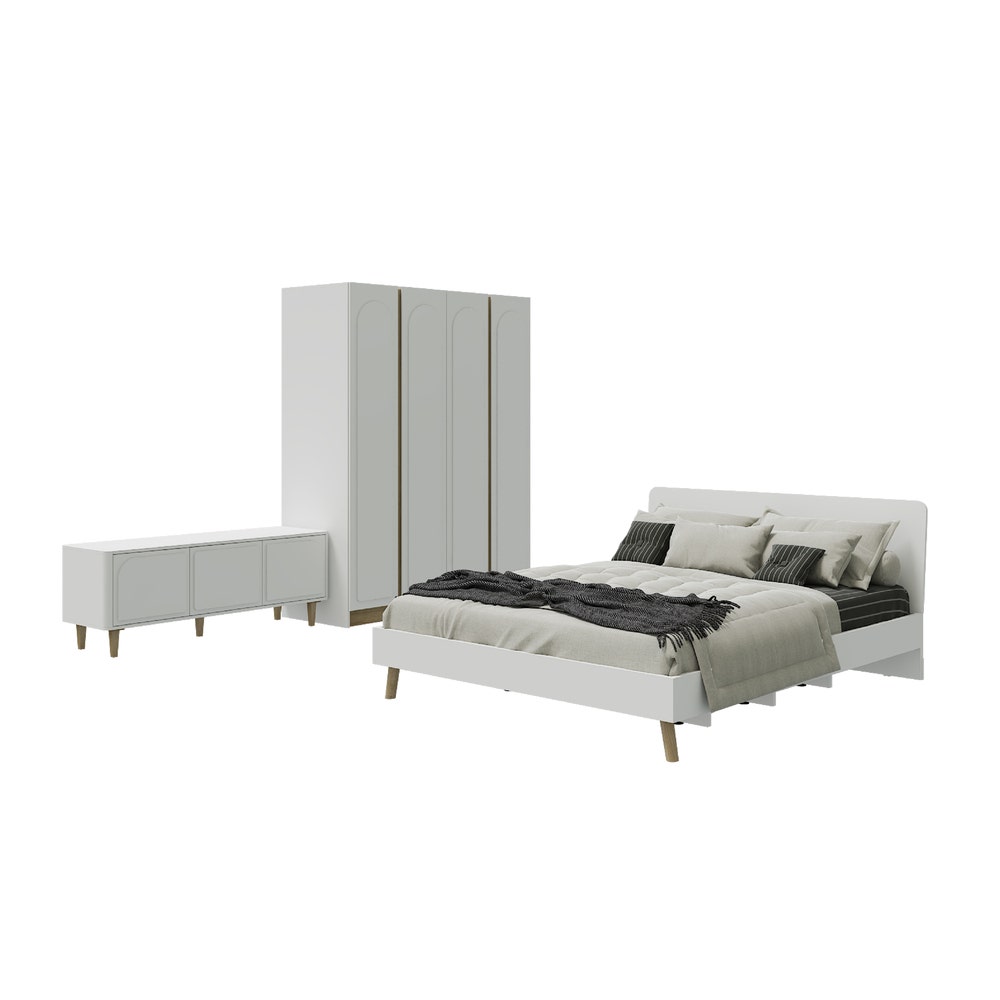 Koncept Furniture ชุดห้องนอน เตียง 5 ฟุต KC-PLAY รุ่น NORDIS-08 สีขาว ราคา 20,500 บาท*ส่งฟรี