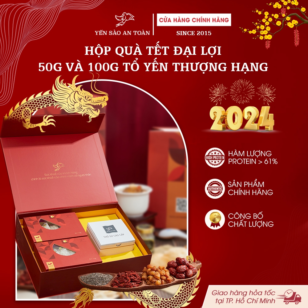 (Quà tặng vip) Bộ Hộp Quà Yến Sào Khánh Hòa Nguyên Chất Cao Cấp, Đẳng Cấp, An Toàn