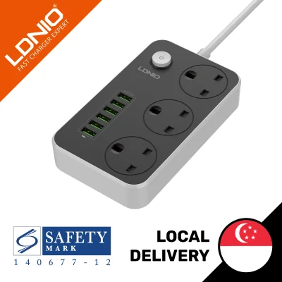 [Raya Sale] LDNIO SK3662 Power Socket with UK 3 Pin + 6 USB Charger 5V 3.4A Surge Protector 2 Meter Power Extension for iPhone Samsung Huawei Oppo Vivo Xiaomi(Black)