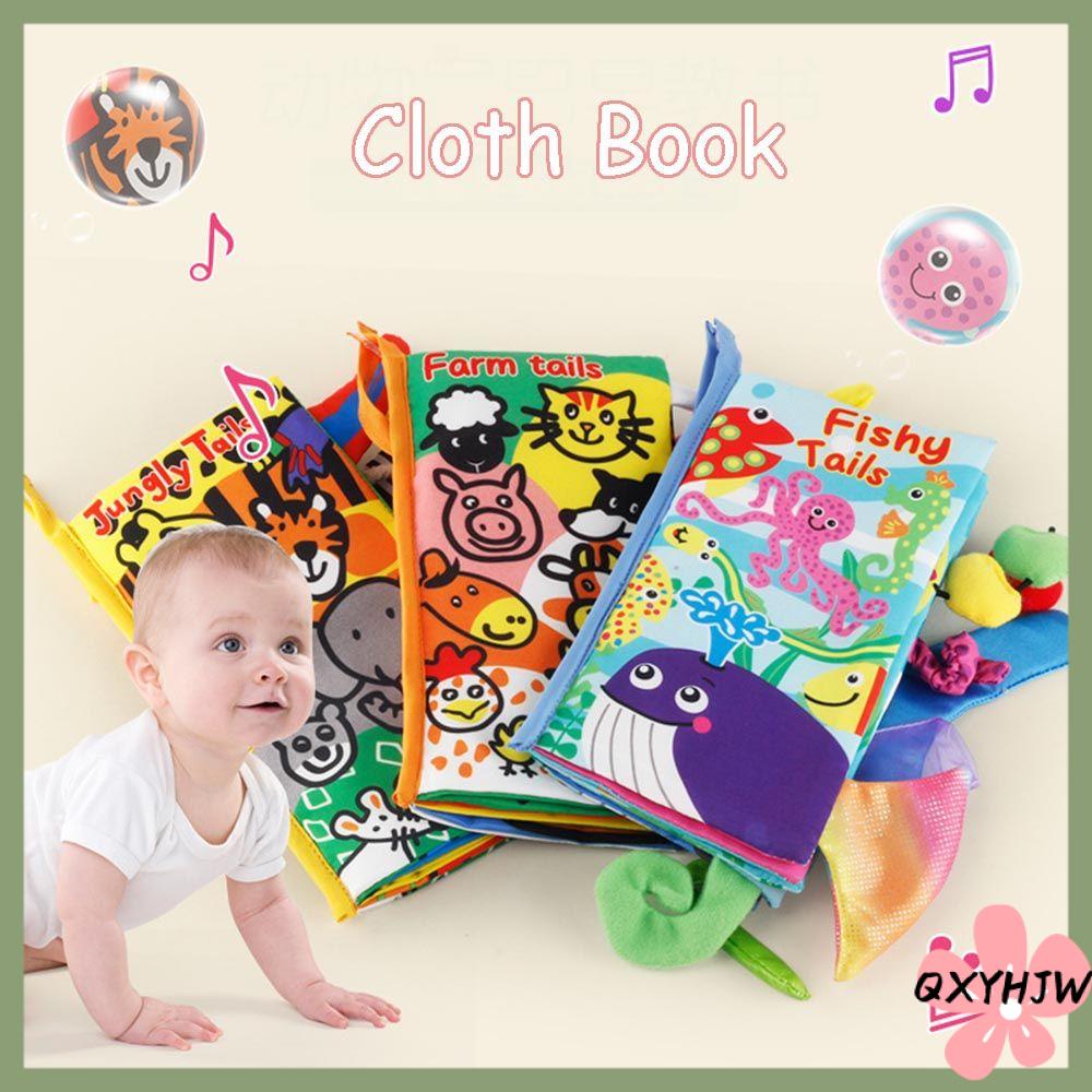 Qxyhjw phim hoạt hình giáo dục đồ chơi phát triển sách vải cho bé động vật đuôi giáo dục sớm Rau nhận thức
