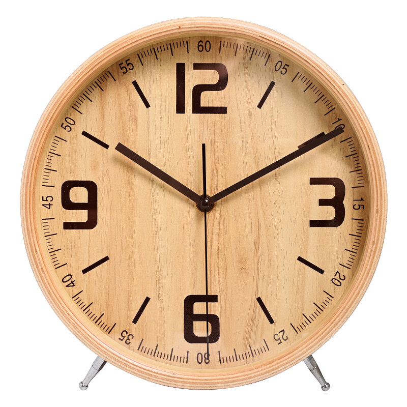 FC1PC European wooden silent table clock living room simple decoration pointer clock desktop creative wood quartz clock