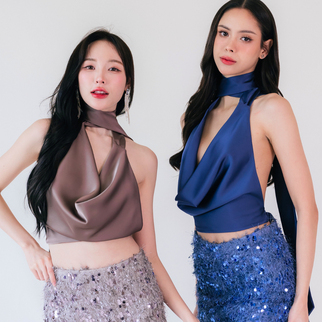 Lism S-071 the Drape Muse Top, an Elegant Halter Top. ราคา 1,390 บาท*ส่งฟรี