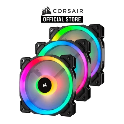 CORSAIR LL Series LL120 RGB 120mm Dual Light Loop RGB LED PWM Fan — 3 Fan Pack with Lighting Node PRO