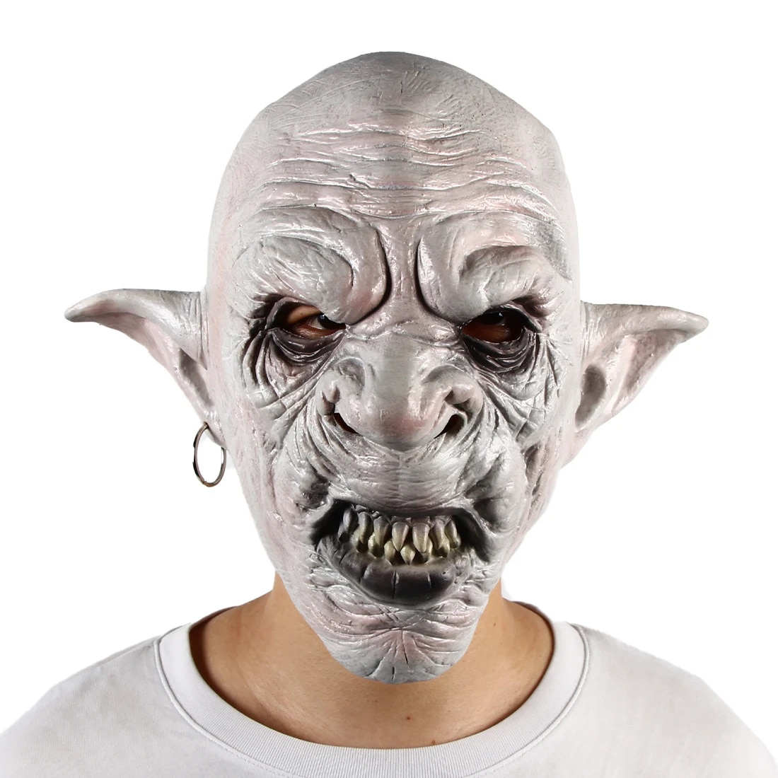 【Must-Have Gadgets】 White Devil Halloween Horror Costume Props Masquerade Party Cosplay Headdress Horror Latex Masks