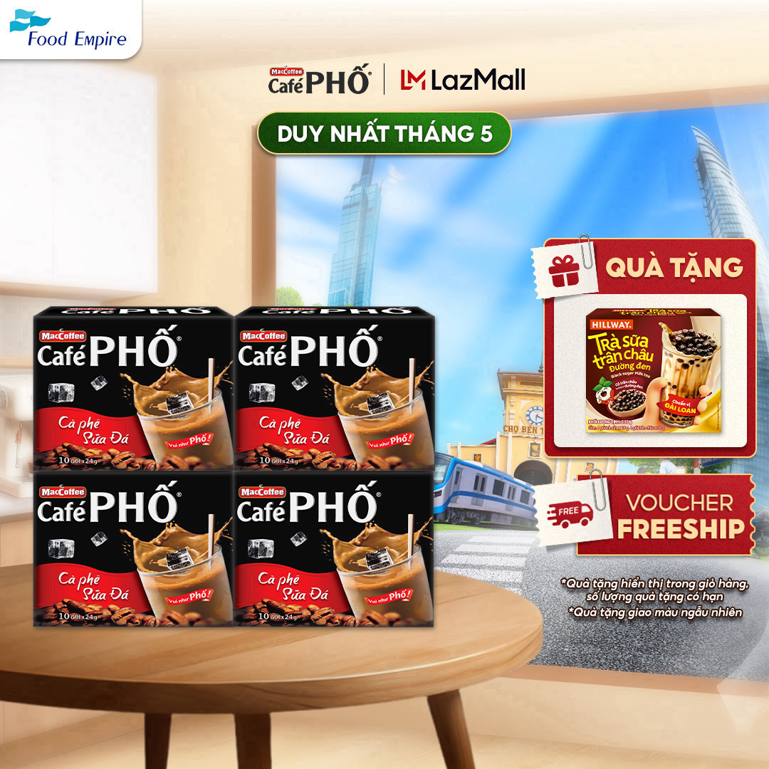 Combo 4 hộp Cà phê phố Sữa Đá - Maccoffee (hộp 10 gói x 24g)