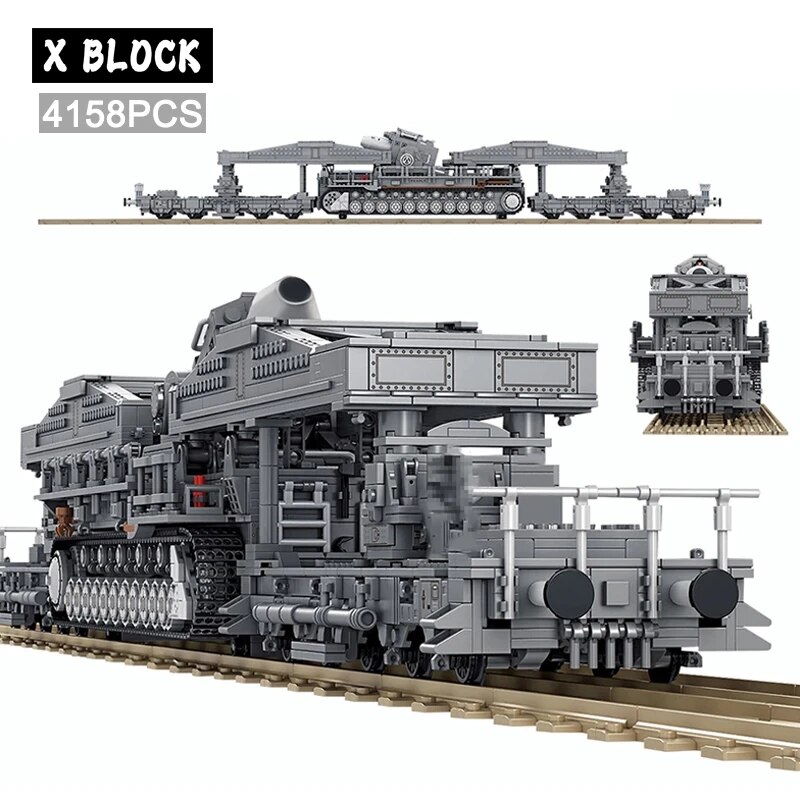 Compatible with LEGO Xe tăng quân sự WWII Dòng xe tăng quân sự lớn của Đức Karl Mortar Block Model MOC Quân đội Vũ khí Binh sĩ DIY Đồ chơi cho trẻ em Quà sinh nhật