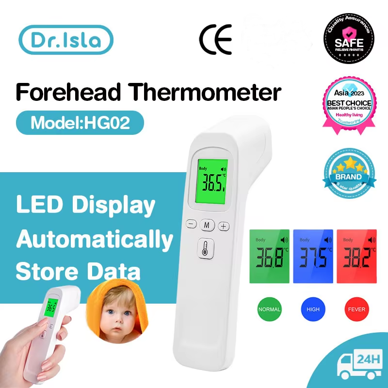 Dr.isla Medical Thermometer Infrared Digital LCD Body Measurement Forehead Ear Non-Contact Adult Fev