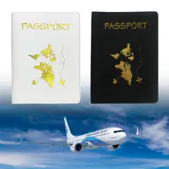 Pelindung Paspor Sampul Pasport Motif World Map PU Travel kedap Air Cover Passport Dompet Paspor Organizer