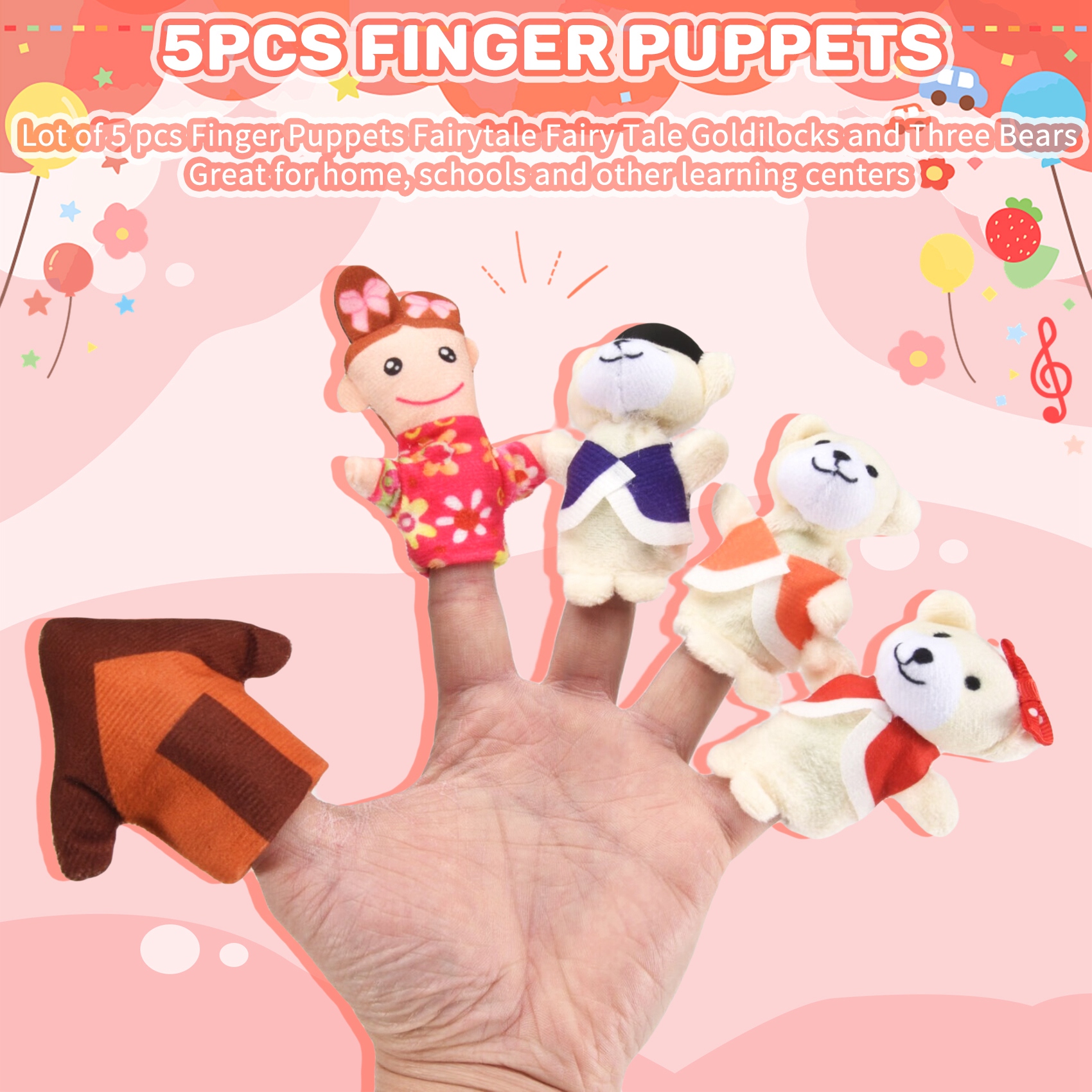 Lot of 5 pcs Finger Fairytale Fairy Tale Goldilocks and Three Bears