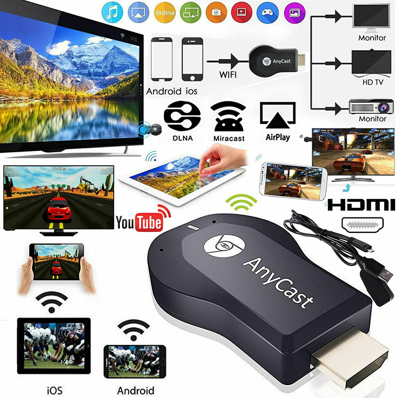 Anycast m9 plus รุ่นใหม่ล่าสุด 2022 hdmi wifi display เชื่อมต่อมือถือขึ้นทีวี รองรับ iphone/ipad google chrome,google home และ android screen mirroring cast screen airplay dlna miracastrplay dlna miracast