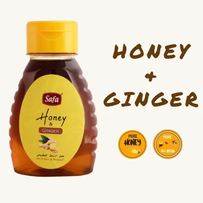 Safa Honey with Ginger, 100% Pure & Natural, Unheated, Unpasteurized, 250gm