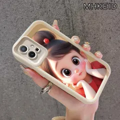 MHKEID Casing Hp VIVO Y75 5G Y77 5G Y33s 5G Y33e 5G Case Pola gadis anime yang lucu Silikon Softcase Casing pelindung lensa penuh pencegahan jatuh Barang-barang laris desain terbaru Kesing