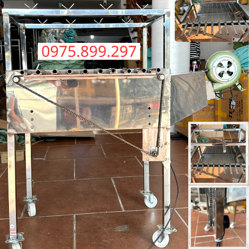 Hàng đặt cực chất . máy nướng thịt 10 xiên inox có quạt thổi - có tầng gác. tặng 2 xiên gà - 10 xiên đơn