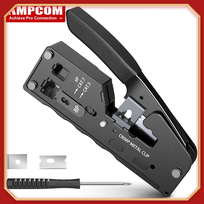 【SALE】 RJ45 crimper CAT7 dụng cụ uốn cho đi qua RJ11 RJ45 nối Cat6 CAT5E Modular phích cắm với kìm cắt dây