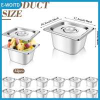 【E-WOITD】 12 Set 1 6 Size Stainless Steel Hotel Pans With Lids 4  Deep Steam Table Pan Food Pan Lid With Handled Catering Food Storage Met