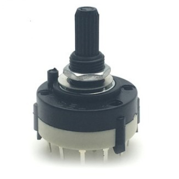 Công Tắc Xoay LEGPOT SP12T 26mm, 2-12 Vị Trí, Trục Hoa 20mm, Nút A03/C3 27mm, Đen/Bạc, Công Nghiệp, Bền Bỉ - Sp12t 12